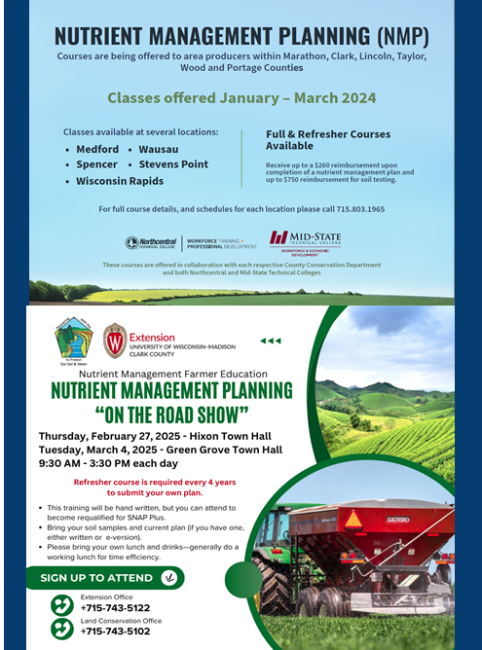 Nutrient Management Farmer Education options available for in-person, virtual, and self-paced programs.