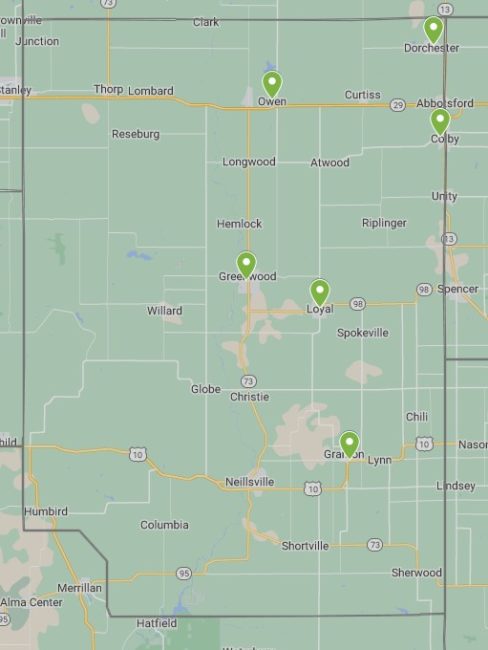 clark county Map with strong bodies locations