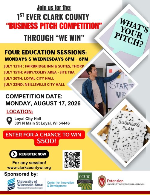 Flyer and registration link for Clark County Business Pitch Competition